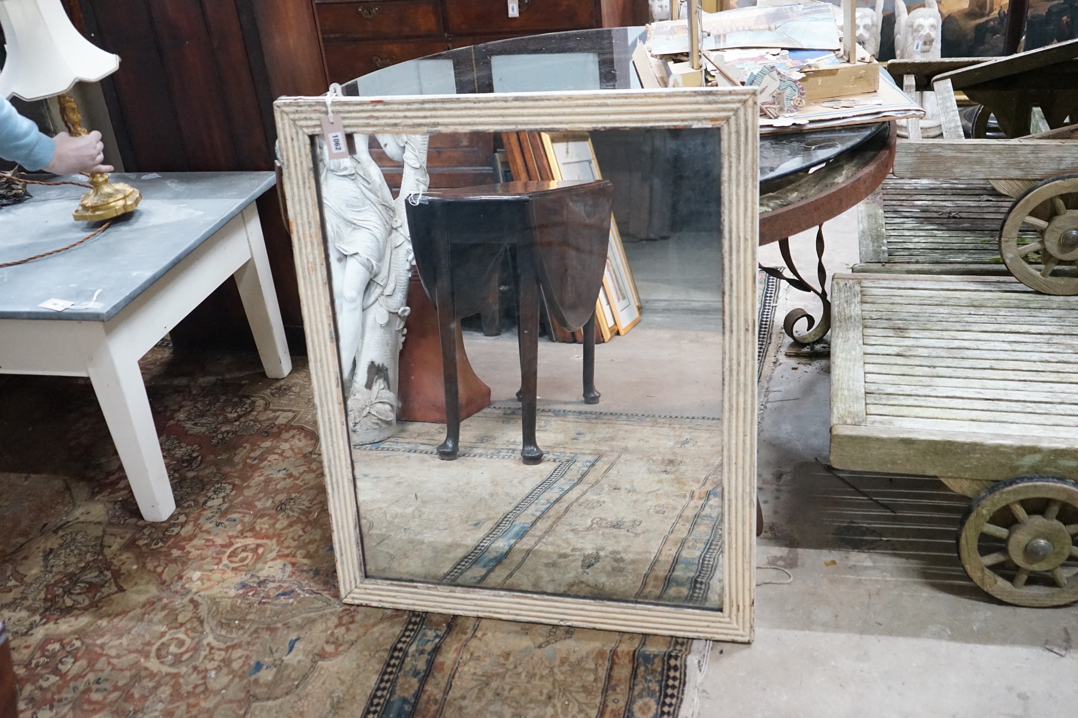 A 19th century Continental rectangular painted frame mirror, width 76cm, height 93cm